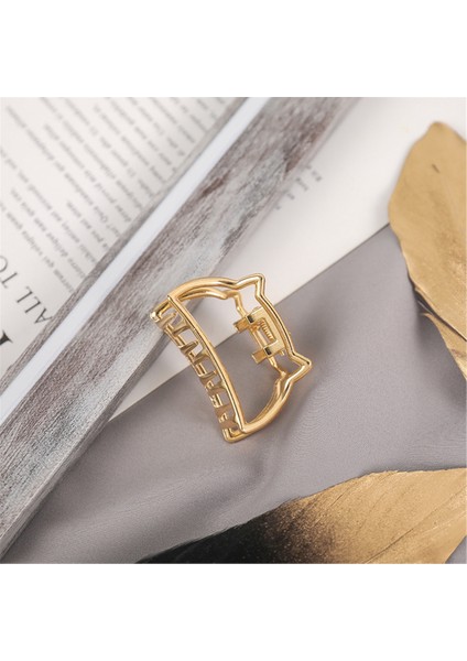 SO-MUCH Kadın Yeni Trend Metal Küçük Boy Mandal Saç Tokası Kedi Figürlü 4 cm.-4