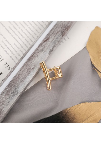 SO-MUCH Kadın Yeni Trend Metal Küçük Boy Mandal Saç Tokası Geometrik Şekilli 4,5 cm.-3