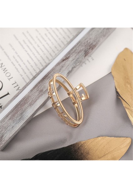 SO-MUCH Kadın Yeni Trend Metal Mandal Saç Tokası Geometrik Şekilli 5 cm.-6