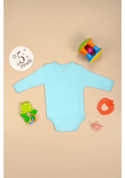 Pamuklu Uzun Kollu V Yaka Çıtçıtlı Body Zıbın