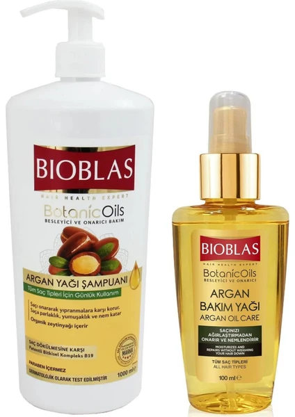 Argan Yağı Şampuanı 1000 ml + Bioblas Argan Yağlı Saç Bakım Yağı 100 ml