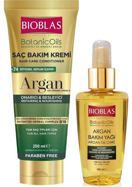 Argan Yağlı Saç Bakım Kremi 250 ml + Bioblas Argan Saç Bakım Yağı 100 ml