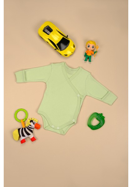 Pamuklu Uzun Kollu V Yaka Çıtçıtlı Body Zıbın