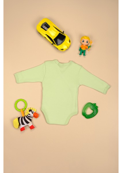 Pamuklu Uzun Kollu V Yaka Çıtçıtlı Body Zıbın