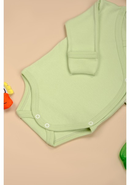 Pamuklu Uzun Kollu V Yaka Çıtçıtlı Body Zıbın