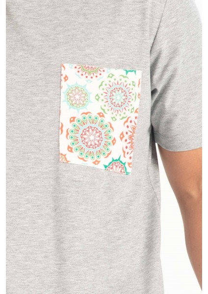 Tek Cepli Düz Kesim Uzun Erkek T-Shirt - Açık Gri Melanj indirimleri