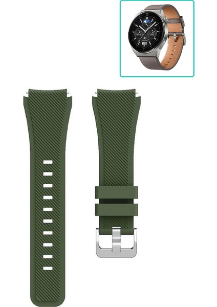 Huawei Watch Gt3 Pro 46MM Akıllı Saat Uyumlu Kordon Tırtık Desenli Tokalı Silikon Kayış