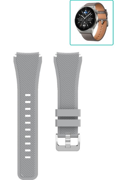 Huawei Watch Gt3 Pro 46MM Akıllı Saat Uyumlu Kordon Tırtık Desenli Tokalı Silikon Kayış