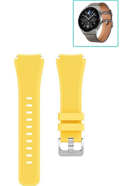 Huawei Watch Gt3 Pro 46MM Akıllı Saat Uyumlu Kordon Tırtık Desenli Tokalı Silikon Kayış