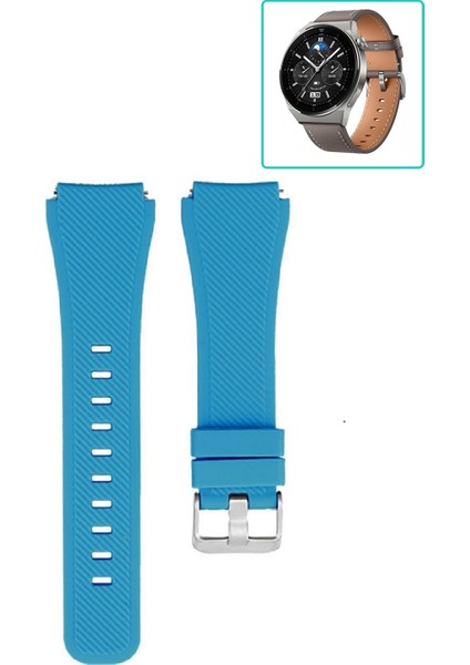 Huawei Watch Gt3 Pro 46MM Akıllı Saat Uyumlu Kordon Tırtık Desenli Tokalı Silikon Kayış
