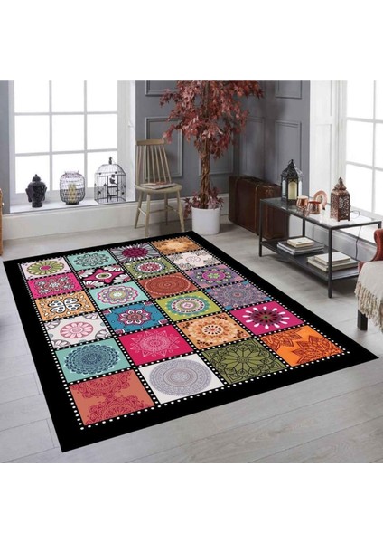 Patchwork Model Lastikli Halı Örtüsü