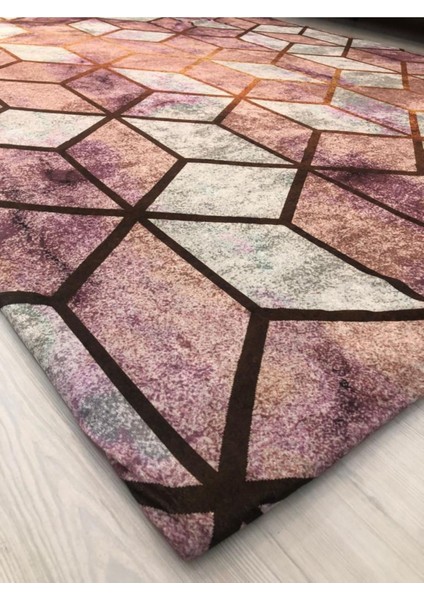Pembe Piramit Model Ipek Kadife Lastikli Halı Örtüsü modelleri