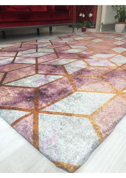 Pembe Piramit Model Ipek Kadife Lastikli Halı Örtüsü fırsatları