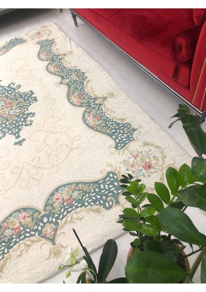 Sultan Yeşili Model Ipek Kadife Lastikli Halı Örtüsü indirimleri