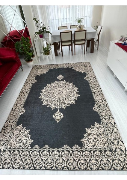 Lacivert Gold Padişah Model Ipek Kadife Lastikli Halı Örtüsü fiyatları