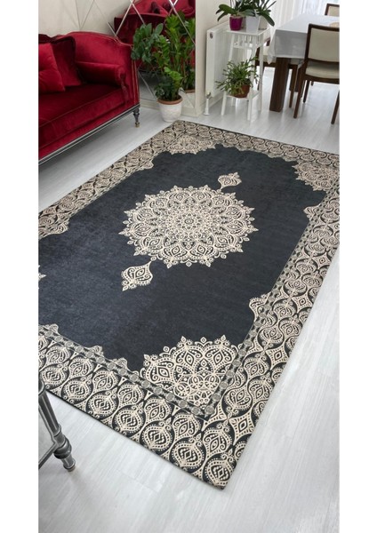 Lacivert Gold Padişah Model Ipek Kadife Lastikli Halı Örtüsü fırsatları