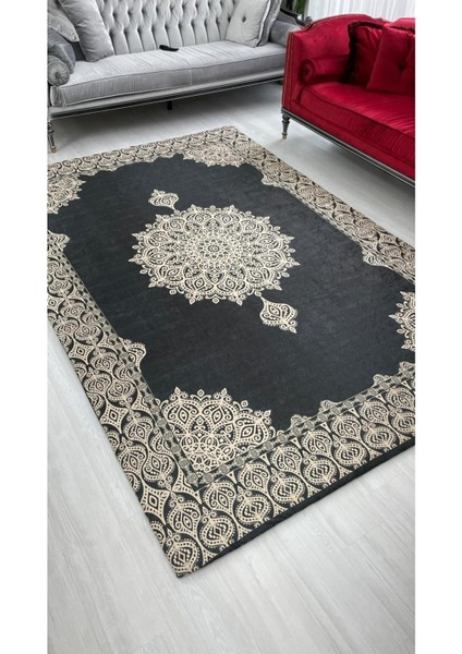 Lacivert Gold Padişah Model Ipek Kadife Lastikli Halı Örtüsü indirimleri