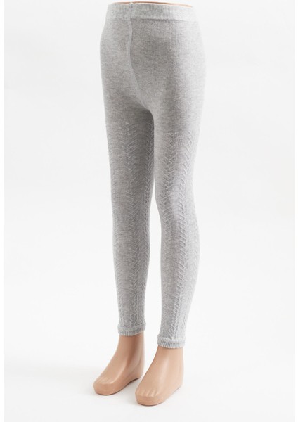 Zincir Desenli Çocuk Tayt Açık Gri