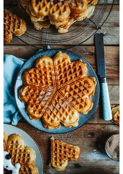 Sabit Ikili Waffle Makinesi Kalp Çiçek Ø190