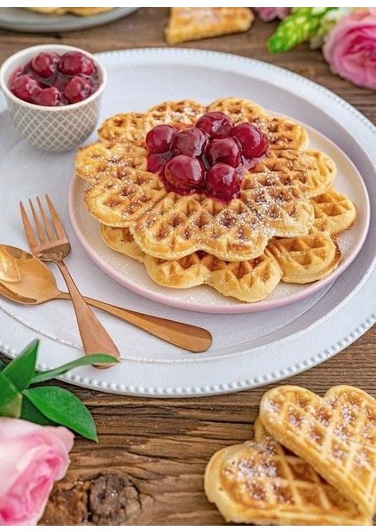 Sabit Ikili Waffle Makinesi Kalp Çiçek Ø190