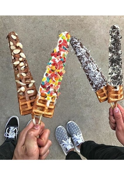 Sabit Ikili Waffle Makinesi Çubuklu Çam