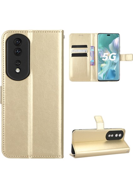 Huawei Honor 80 5g Için Kordonlu Deri Cüzdan Telefon Kılıfı (Yurt Dışından)