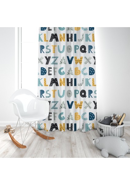 Renkli Harfler, Ithal Kumaş, Çocuk ve Bebek Odası Fon Perde - 1 Kanat fiyatları