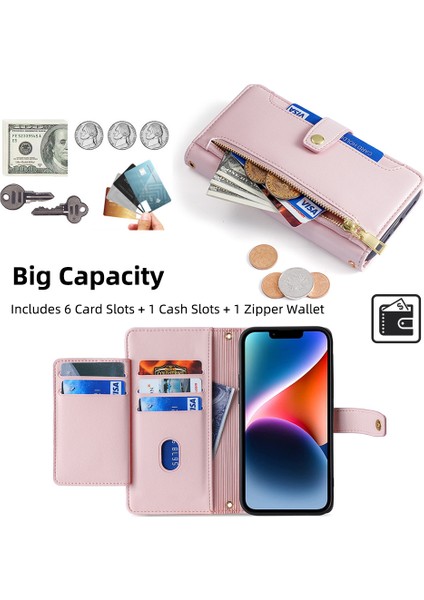 Kart Yuvası ile Iphone 13 Pro Max Deri Telefon Kılıfı Için Telefon Kılıfı (Yurt Dışından)