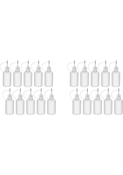 20 Adet 30 ml Plastik Sıkılabilir Ucu Aplikatör Şişesi Doldurulabilir Damlalıklı Şişeler Iğne Ucu Kapakları ile Tutkal Dıy (Yurt Dışından)