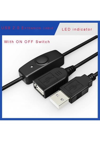 2x Data Sync USB 2.0 Genişletici Kablo USB Uzatma Kablosu Açık Kapalı Anahtarı ile LED Göstergesi Pc Dizüstü USB Fan LED Lamba (Yurt Dışından) modelleri