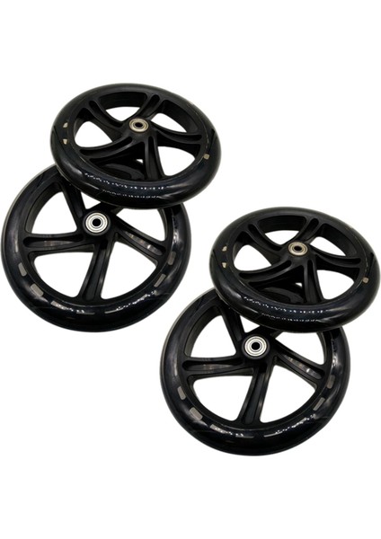4 Adet Scooter Tekerleği 200 mm Pu Malzeme Tekerlek Kalınlığı 30 mm Abec-7 Rulmanlı Scooter Aksesuarları, Şeffaf Siyah (Yurt Dışından)