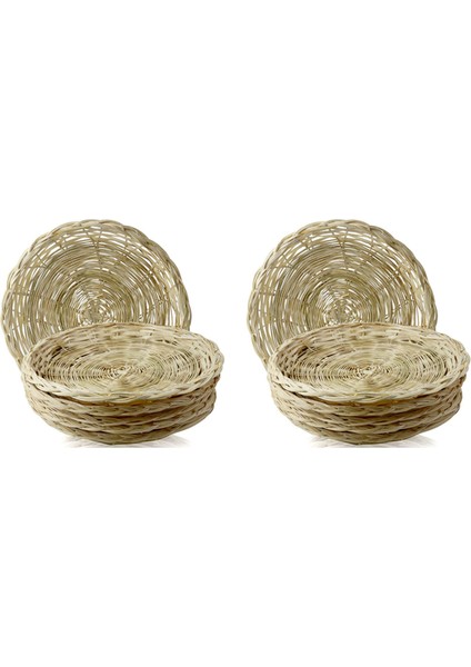 10 Adet Bambu Kağıt Tabak Tutucu - 10 Inç Yuvarlak Dokuma Tabak Tutucu, Piknik Partisi Için Yeniden Kullanılabilir Kağıt Tabak Tutucular (Yurt Dışından)