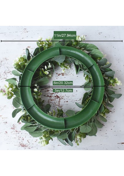 4 Paket Yeşil Okaliptüs Çelenk Yuvarlak Çelenk Yapay Çelenk Çiftlik Evi Çelenk Kapı Duvar Pencere Deco Için, 12 Inç/pc (Yurt Dışından)