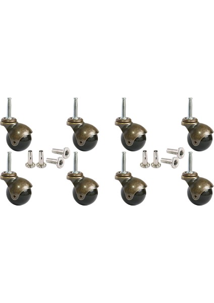 Mobilya Tekerleri Için 1.5 Inç Bilyalı Tekerlekler Tekerlekler 8 x 38MM Montaj Kök Kol Soket Ekleme Değiştirme ile 8'li Set (Yurt Dışından)