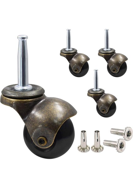 Mobilya Tekerleri Için 1.5 Inç Bilyalı Tekerlekler Tekerlekler 8 x 38MM Montaj Kök Kol Soket Ekleme Değiştirme ile 8'li Set (Yurt Dışından)
