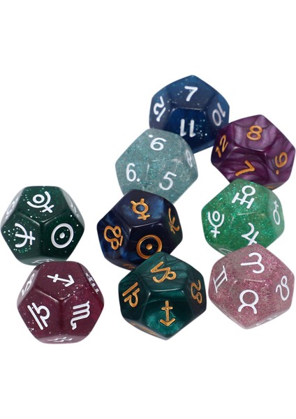 18 Adet Inci 12 Taraflı Astroloji Zodyak Işaretleri Zar Takımyıldızı Kehanet Oyuncaklar Çok Taraflı Zar Tipi A (Yurt Dışından)