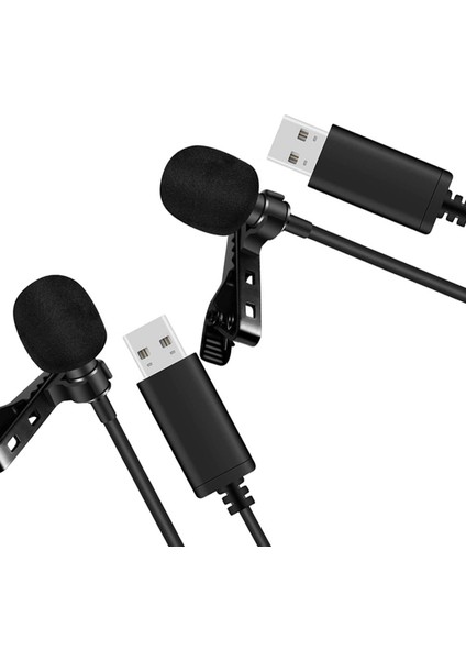 2x Evrensel USB Mikrofon Yaka Mikrofonu Klipsli Bilgisayar Mikrofon Tak ve Çalıştır Çok Yönlü Mikrofon (Yurt Dışından)