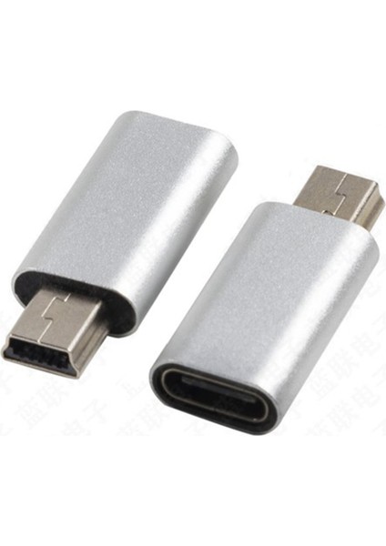 4x USB C - Mini USB 2.0 Adaptör Tip C Dişi - Mini USB Erkek Mp3 Çalarlar Için Adaptör Dönüştürücü Çizgi Kamera, Gümüş (Yurt Dışından)