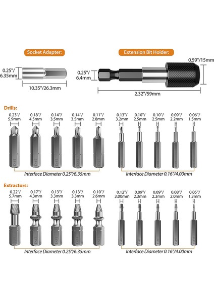 Hasarlı Vida Sıkma Seti, 44 Parça Soyulmuş Vida Sıkma Seti, Hss Uç ve Lokma Adaptörlü Kırık Vida Sökme Seti (Yurt Dışından)