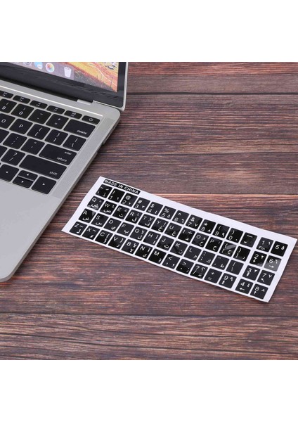 Dizüstü Pc Için 3x Beyaz Harfler Arapça Ingilizce Klavye Etiket Çıkartması Siyah (Yurt Dışından) fiyatları