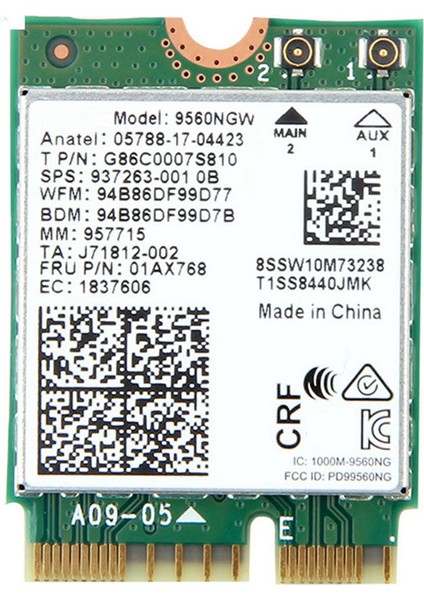 2x 1730 Mbps Çift Bant Kablosuz Ac 9560 Masaüstü Kiti Bluetooth 5.0 802.11AC M.2 Cnvı 9560NGW Wifi Kartı (Yurt Dışından) modelleri
