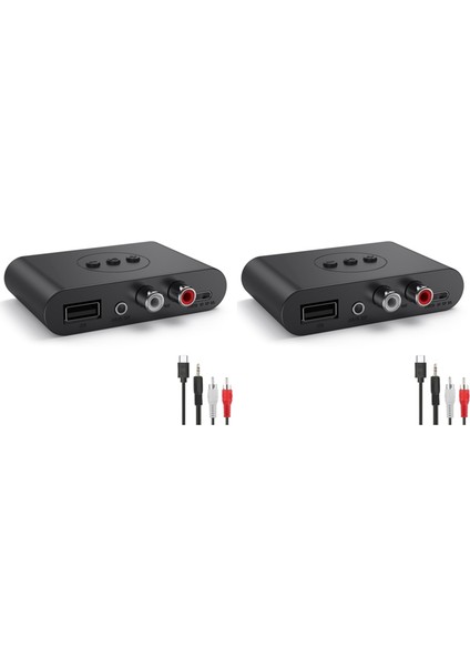 2x Bluetooth 5.2 Ses Alıcısı Nfc USB Flash Sürücü Rca 3.5mm Aux USB Stereo Müzik Kablosuz Adaptör Mikrofon ile (Yurt Dışından)