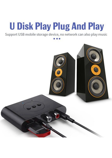 2x Bluetooth 5.2 Ses Alıcısı Nfc USB Flash Sürücü Rca 3.5mm Aux USB Stereo Müzik Kablosuz Adaptör Mikrofon ile (Yurt Dışından)