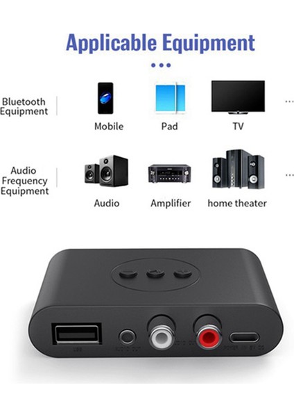 2x Bluetooth 5.2 Ses Alıcısı Nfc USB Flash Sürücü Rca 3.5mm Aux USB Stereo Müzik Kablosuz Adaptör Mikrofon ile (Yurt Dışından)