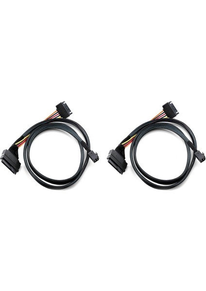 2x Dahili 12G Mini Sas Hd - U.2 / SFF-8643 - SFF-8639 Kablo 0,5m, 15-Pin Sata Güç Kaynağı Ile, U.2 SSD Için Uygundur (Yurt Dışından)
