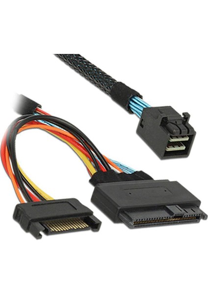 2x Dahili 12G Mini Sas Hd - U.2 / SFF-8643 - SFF-8639 Kablo 0,5m, 15-Pin Sata Güç Kaynağı Ile, U.2 SSD Için Uygundur (Yurt Dışından) fırsatları