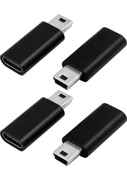 4 Adet USB C - Mini USB 2.0 Adaptör Tip C Dişi - Mini USB Erkek Mp3 Çalarlar Için Adaptör Dönüştürücü Dash Kamera, Siyah (Yurt Dışından)