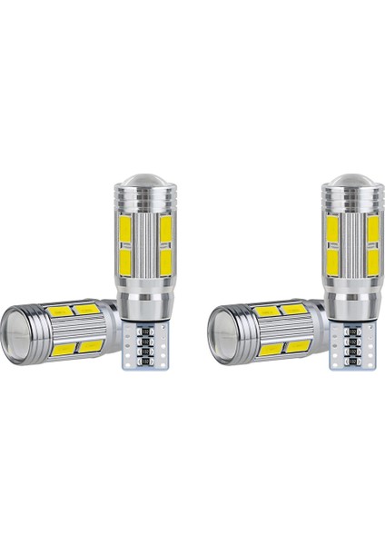 4 Adet W5W T10 12V 6000K 5630 10 Smd Araba LED Ampul Canbus Plaka Kama Yan Dönüş Sinyal Işığı Süper Parlak Beyaz (Yurt Dışından)