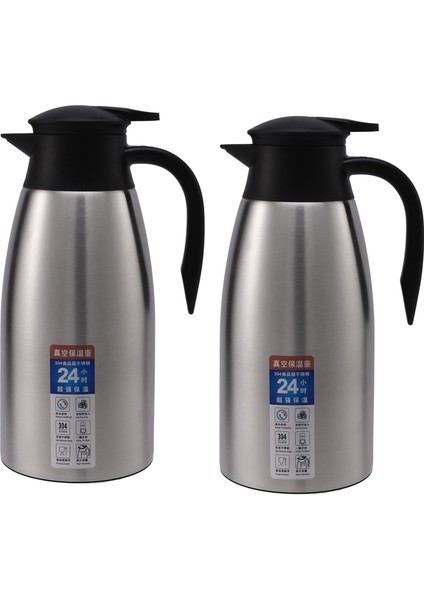 2x Gümüş 304 Paslanmaz Çelik 2l Termal Şişe Vakum Yalıtımlı Su Kabı Kahve Çay Süt Sürahisi Termal Sürahi (Yurt Dışından)