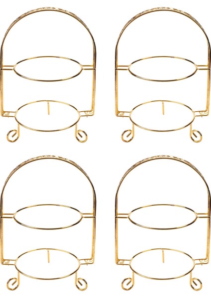 4x Metal Kek Standı Çift Katmanlı Kemer Şeklinde Altın Meyve Tatlı Rafı Düğün Doğum Günü Partisi Dekorasyon Altın (Yurt Dışından)